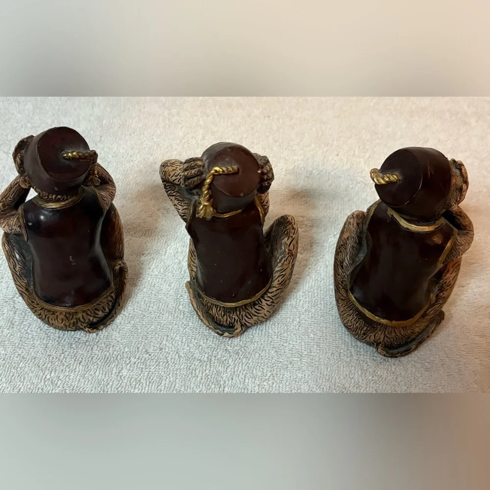 3 Wise Monkeys Resin Figurines Set Hear See Speak No Evil Home/Office Decor